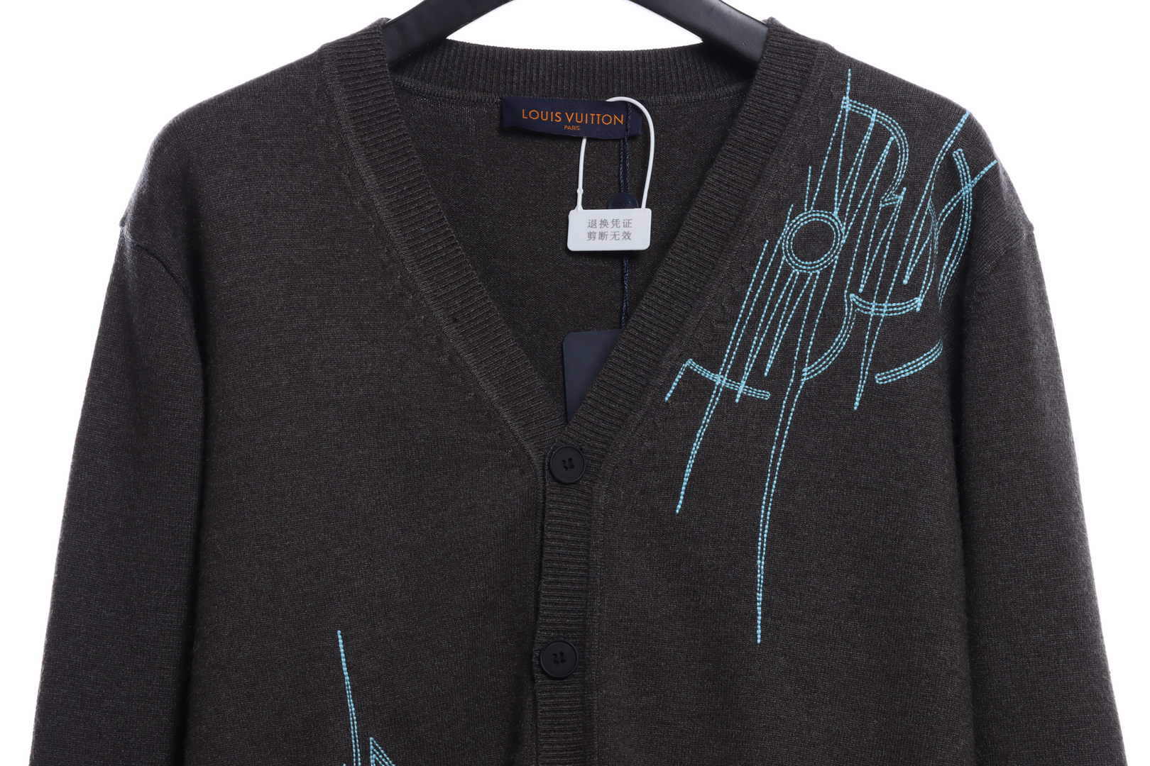 L-VxFREQUENCY Irregular Embroidered Mohair Cardigan