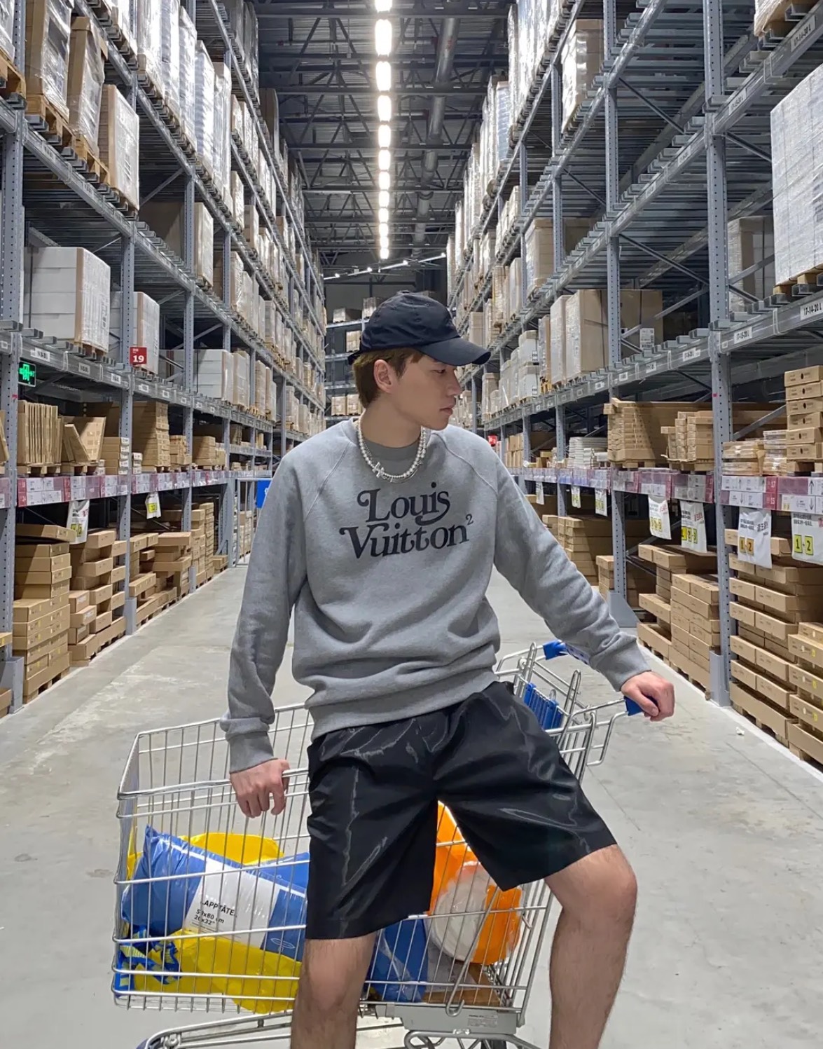 L× Nigo Edition Grey Raglan Sleeve Crew Neck Hoodie