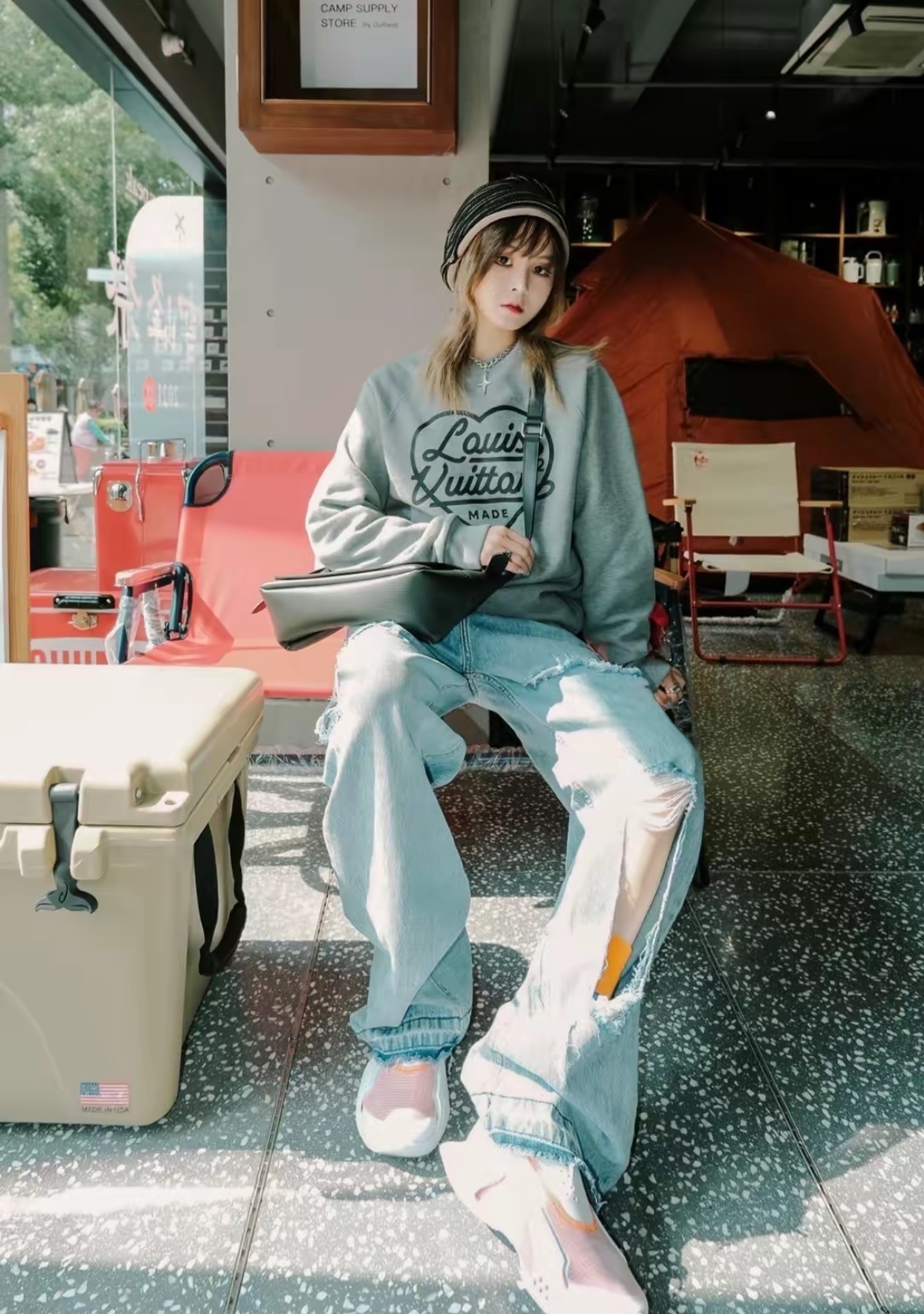 L× Nigo 2022ss co-branded version 2.0 love foam print round neck sweater