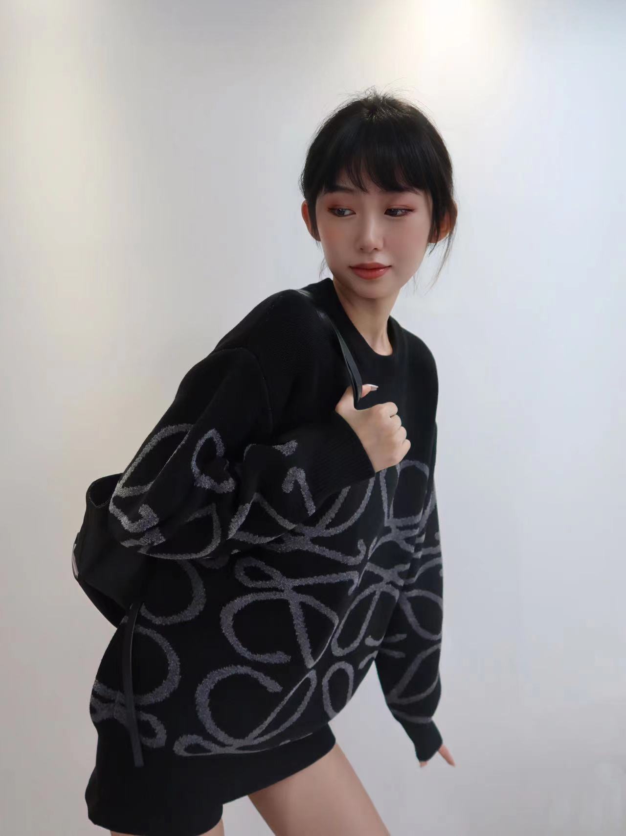 LOEVVE 22SS autumn and winter new round neck jacquard wool sweater