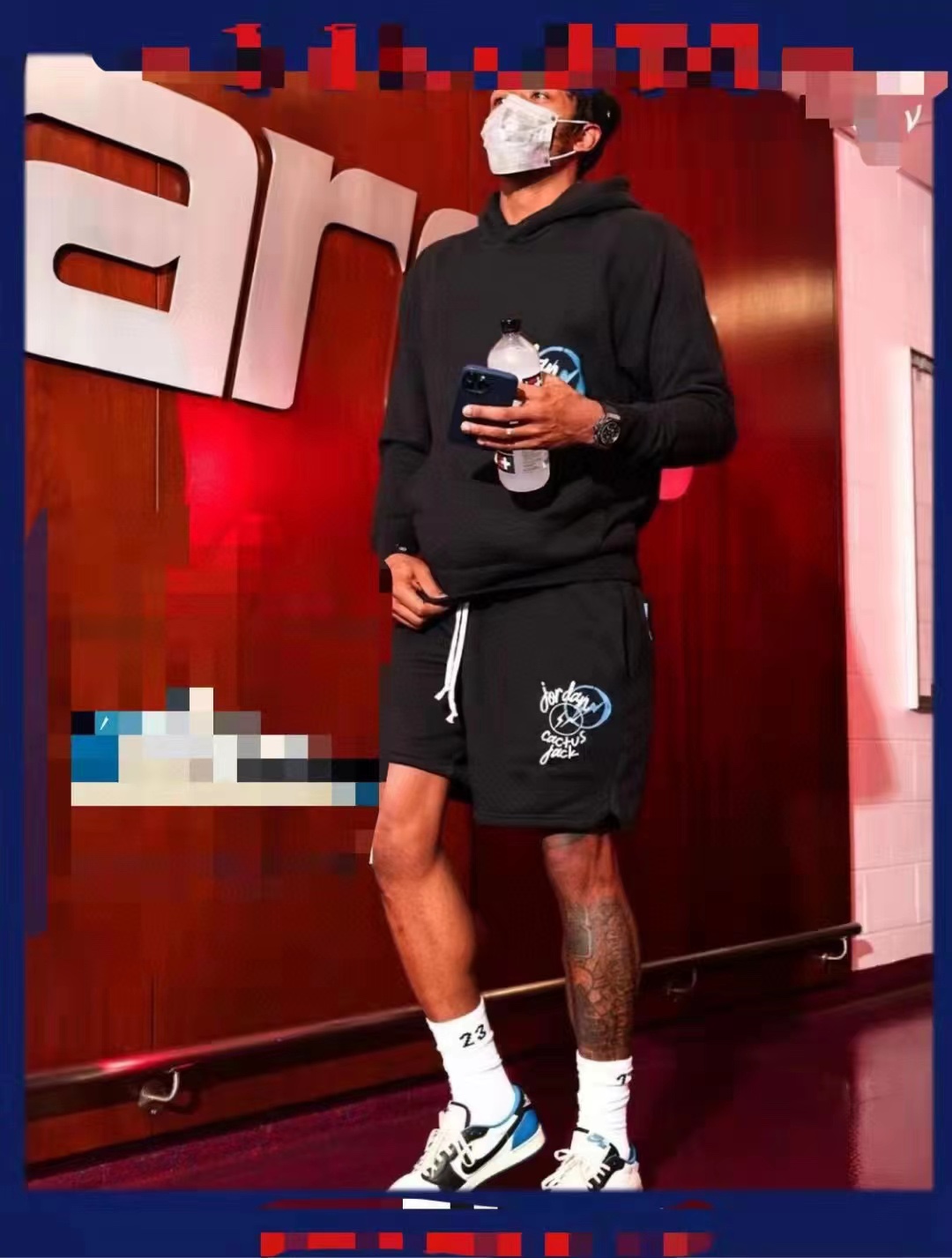 Jordan TS lightning tripartite joint portrait print hoodie