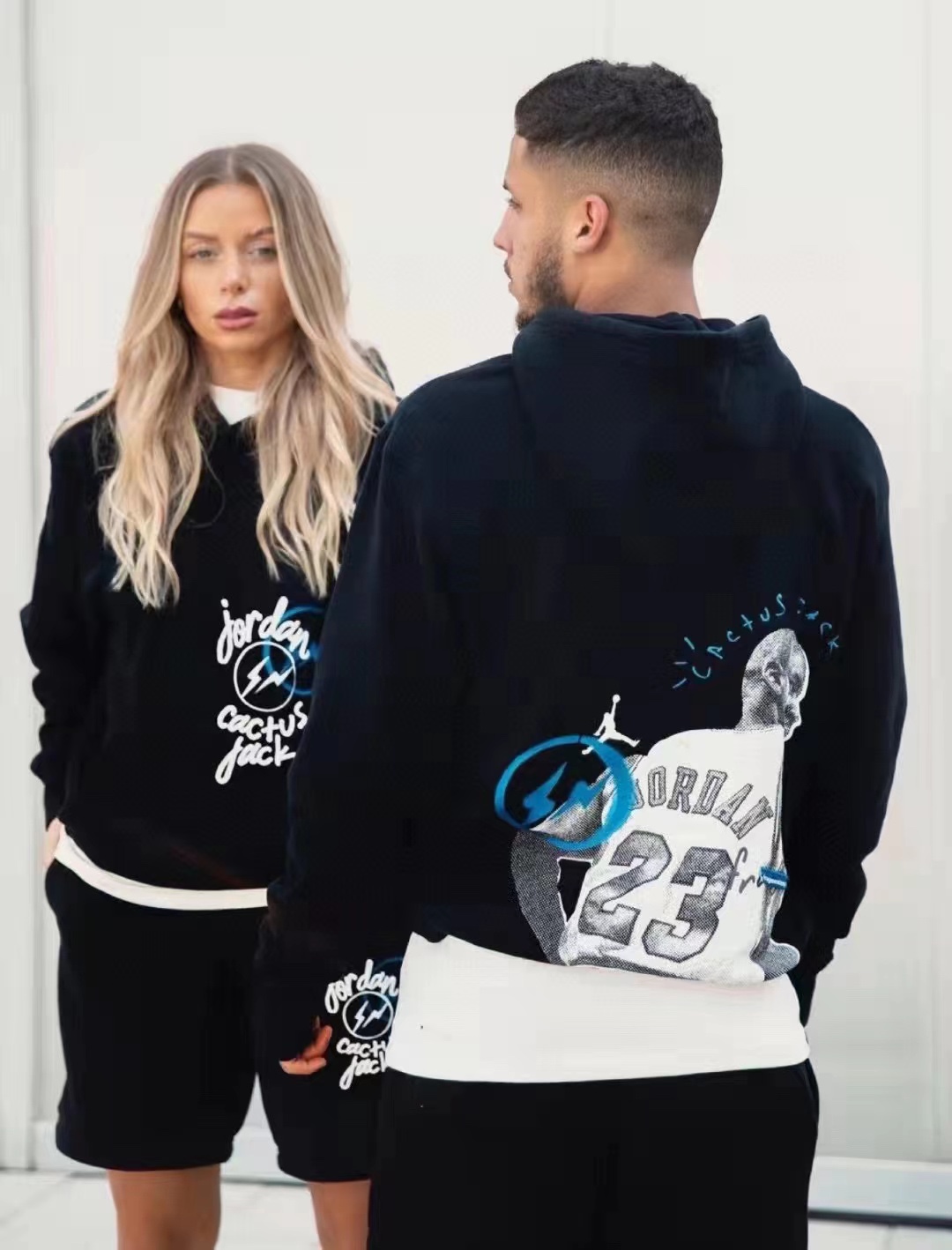 Jordan TS lightning tripartite joint portrait print hoodie