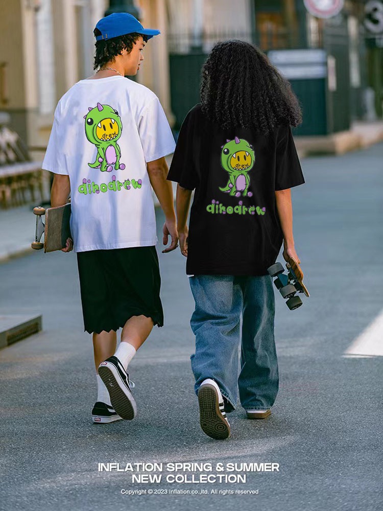 DREW cartoon dinosaur printing short sleeves