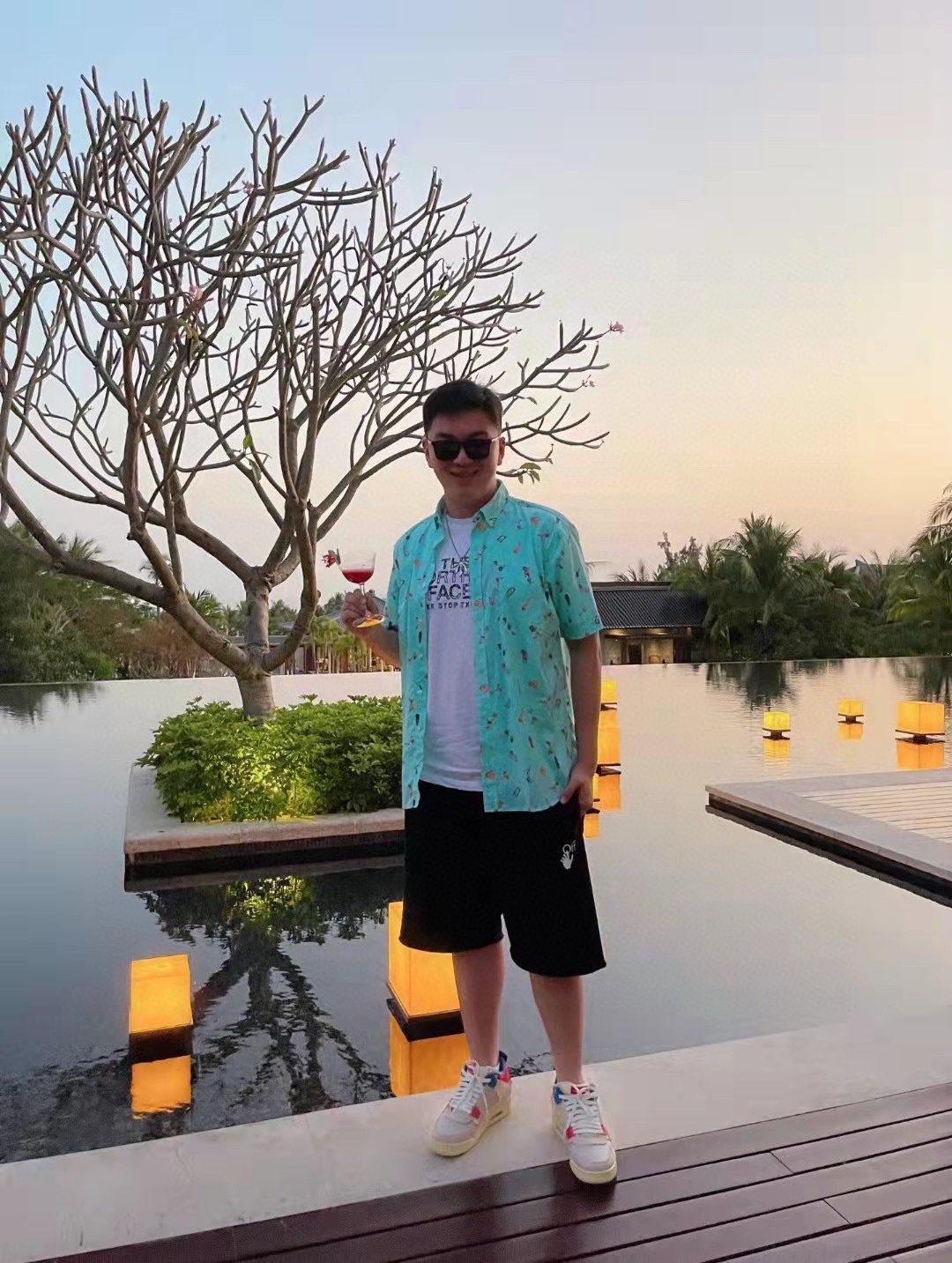 OW purplish red twill shorts