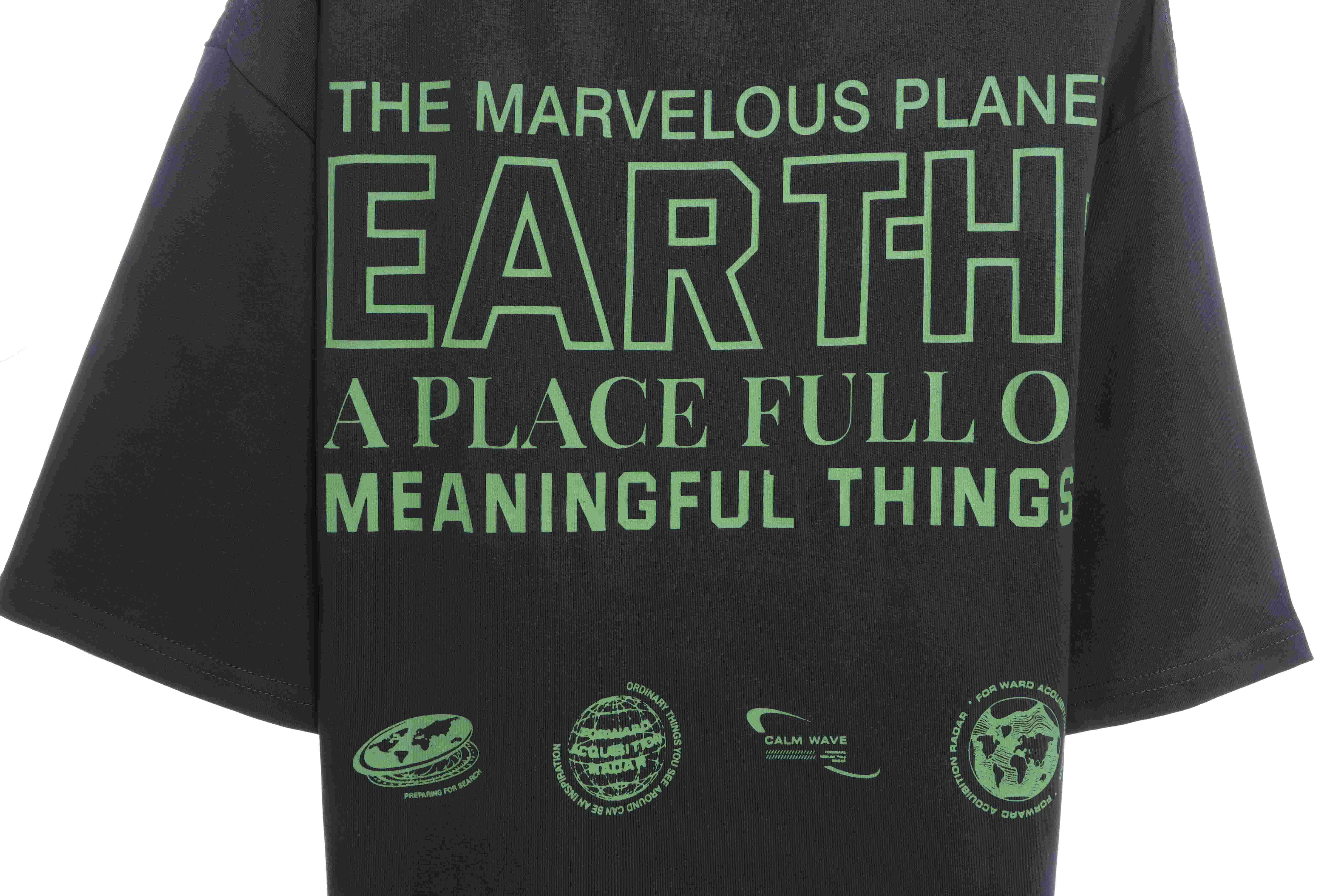 FAR.ARCHIVE Green Letter Print Short Sleeve T-Shirt