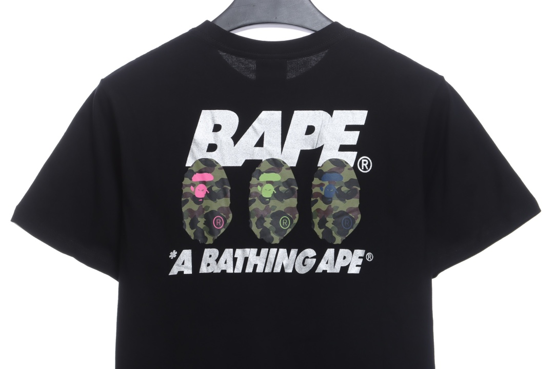BAPE camouflage ape head reflective letter printing short sleeves