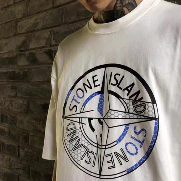 Stone Island Grid Compass Print Short Sleeve