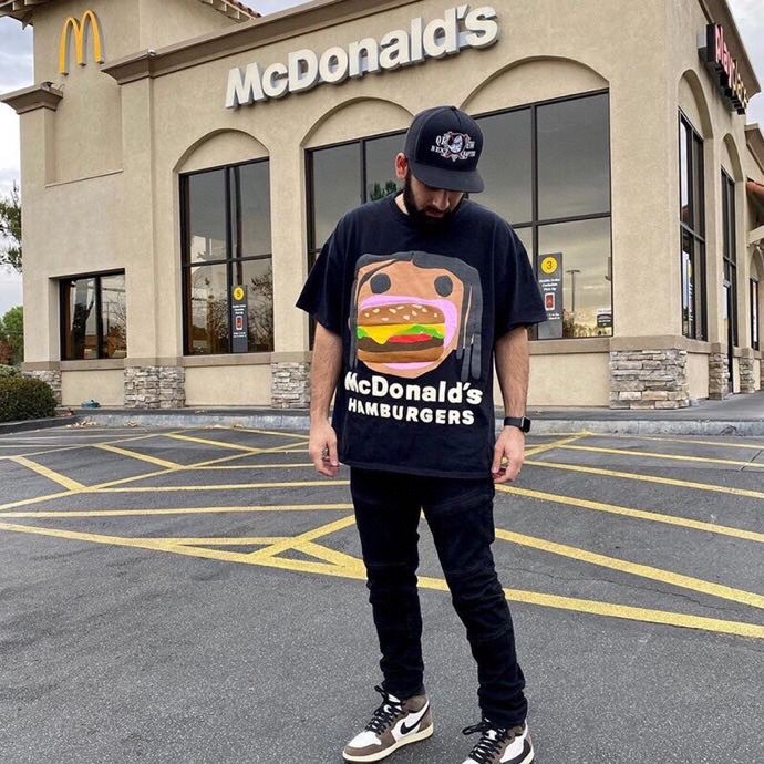 Travis Scott Foam hamburger mouth pattern short sleeves