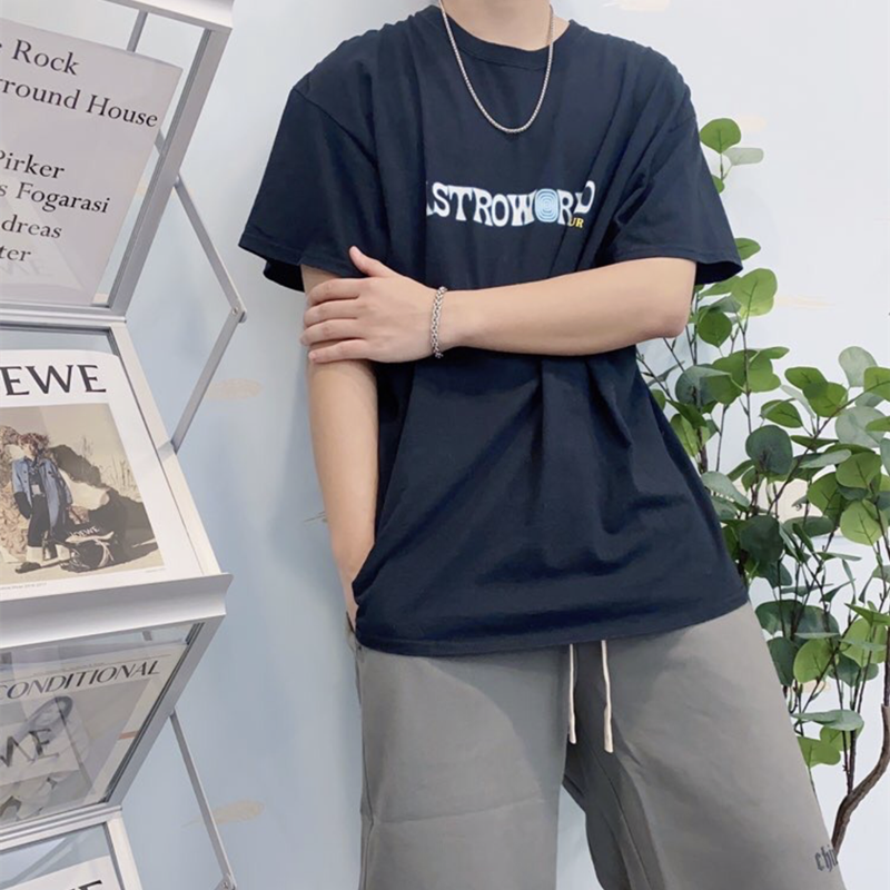 Travis Scott Cactus Jack Astroworld portrait printing short sleeves