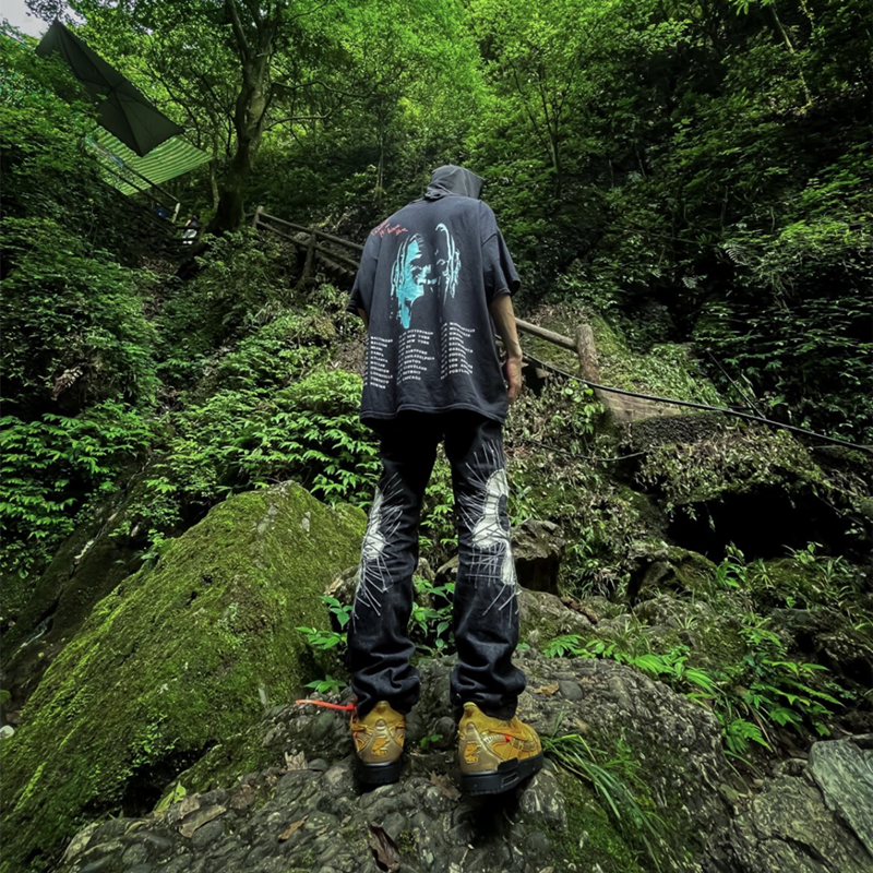 Travis Scott Cactus Jack Astroworld portrait printing short sleeves