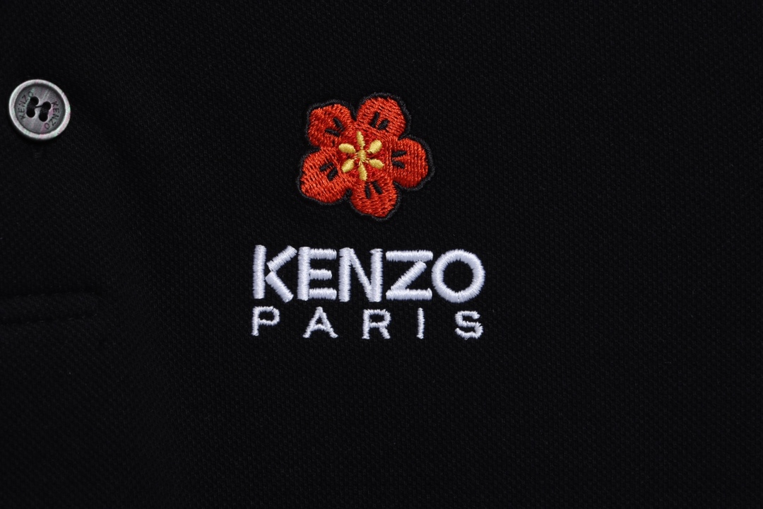 kenzo crabapple flower embroidery POLO short sleeves