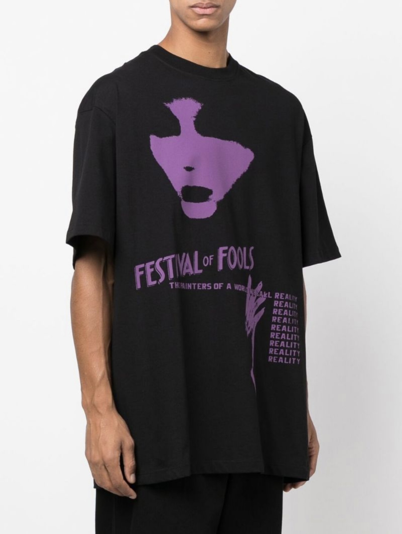 RAF SIMONS Girl portrait slogan print short-sleeved T-shirt black