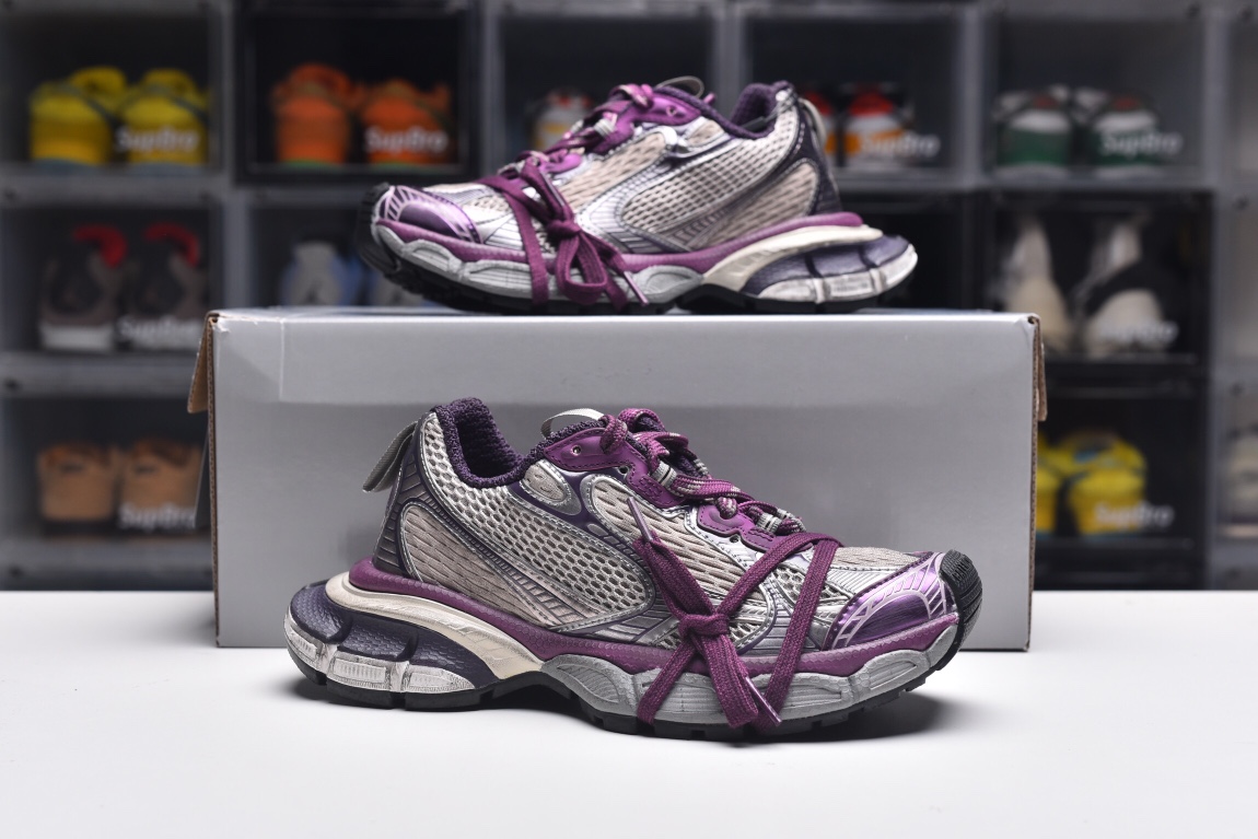 Balenciag* Cargo Sneaker Grey Purple