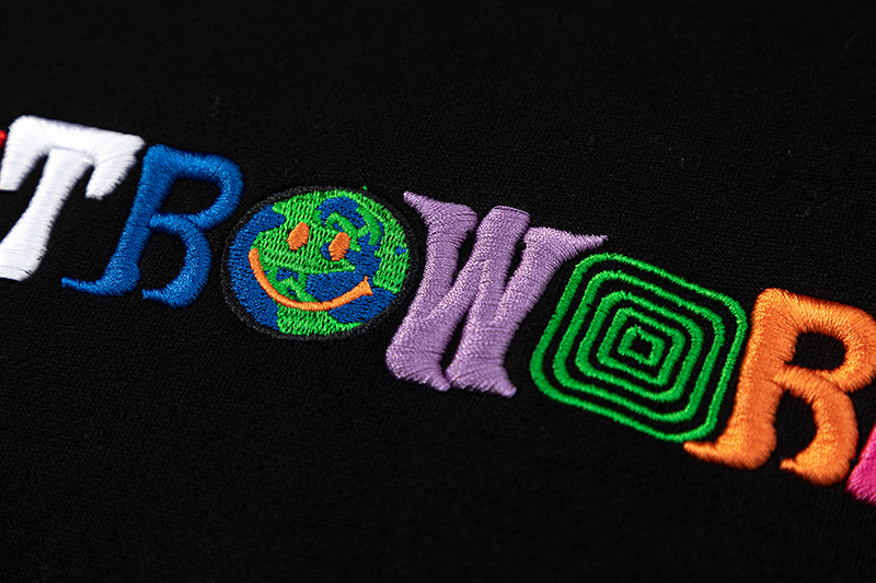 Travis Scott TS Rainbow Letter Embroidery Fleece Hoodie