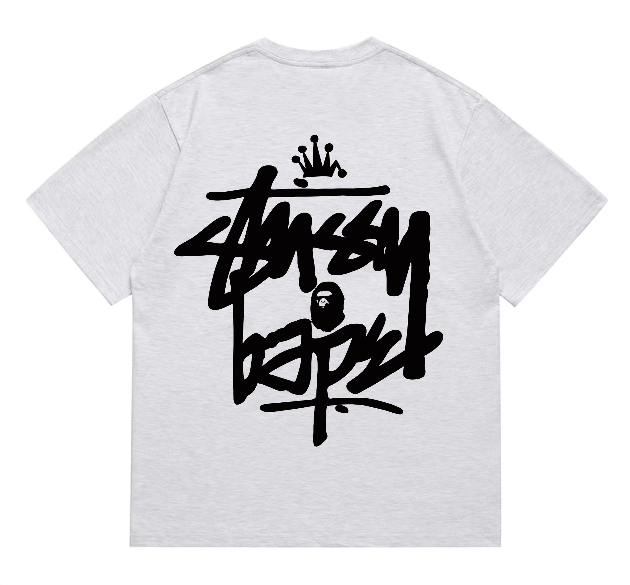 BAPE×Stuss! Black Color logo lettering Tee