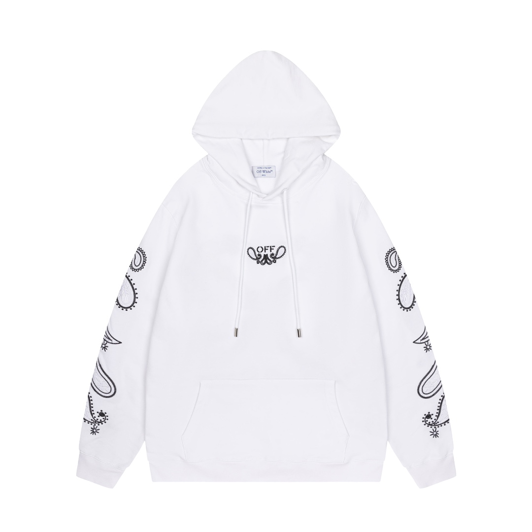 Off-White 24SS new embroidered paisley loose-fit hoodie