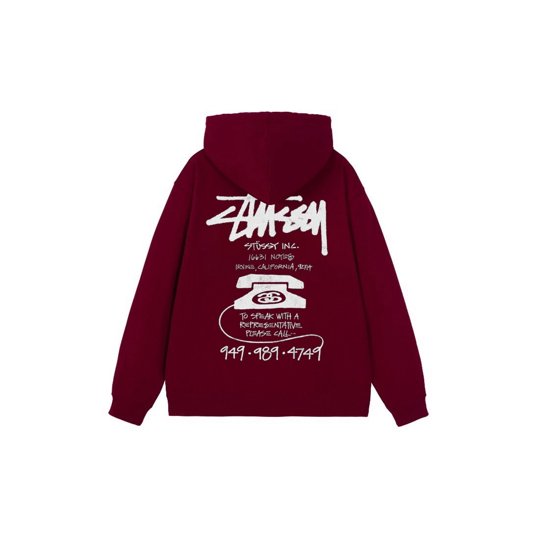 Stu$$y OLD PHONE TEE pigment dyed graphic print hoodie with vintage phone design